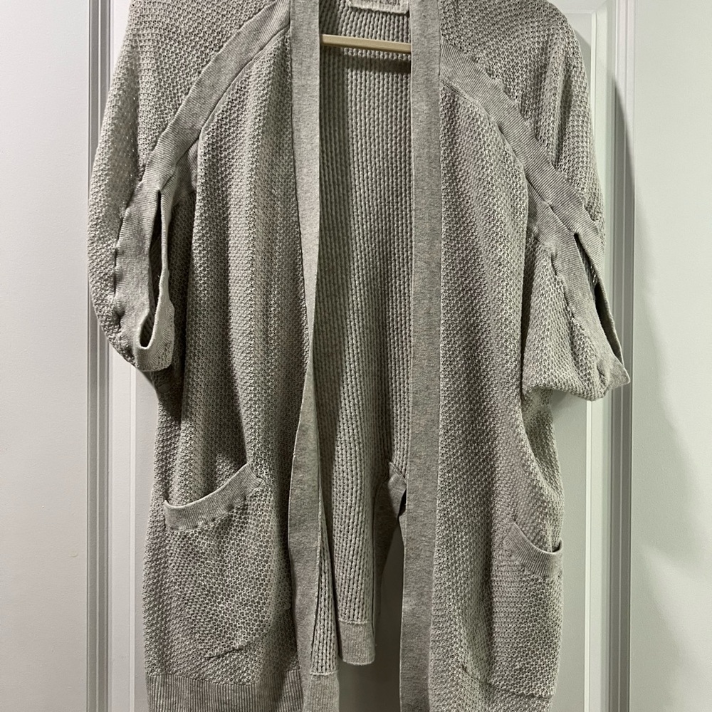 Anthropologie Gray Open-Front crochet Women's Sweater